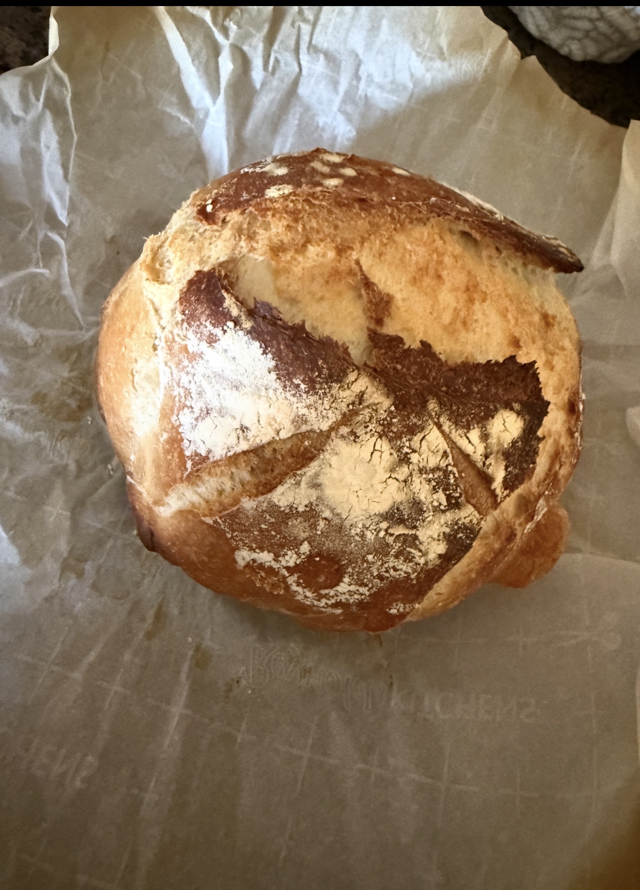 Freshly baked artisan sourdough loaf